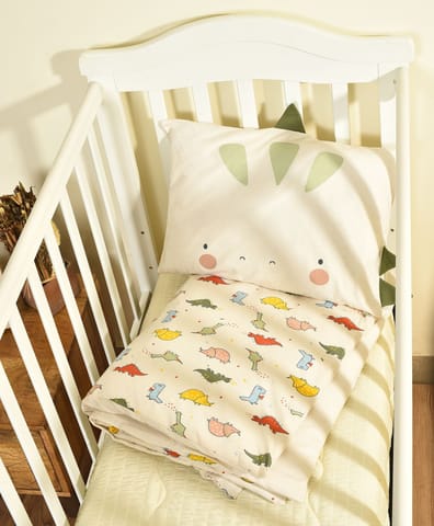 Mi Arcus Cotton Printed Cream Quilt and Pillow Bedding Set for Kids