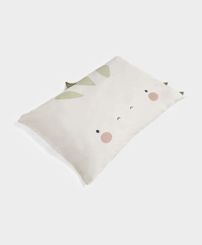 Mi Arcus Dino Printed Cotton Off White Baby Pillow for Kids