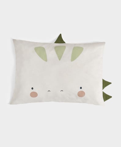 Mi Arcus Dino Printed Cotton Off White Baby Pillow for Kids