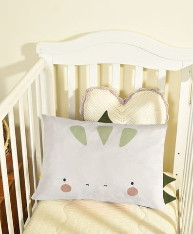 Mi Arcus Dino Printed Cotton Off White Baby Pillow for Kids