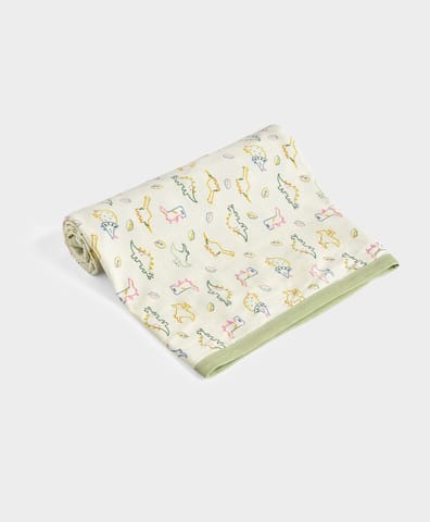 Mi Arcus Cotton Knitted Cream Printed Baby Blanket