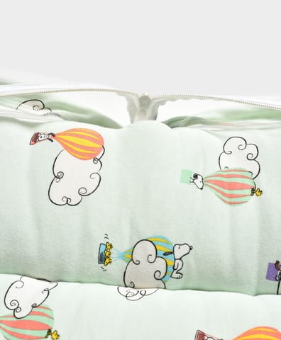 Mi Arcus Cotton Peanuts Snoopy Printed Mattress Set with Mosquito Net and Head Pillow