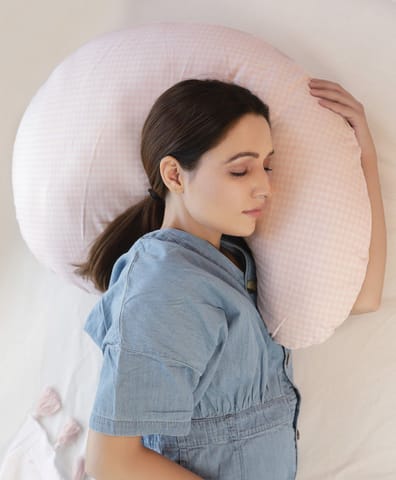 Mi Arcus Ultra Soft Pink Color Contour Pregnancy Pillow Sleep Pillow Fiber Filling for Ultimate Comfort Include Washable Zipper Cover