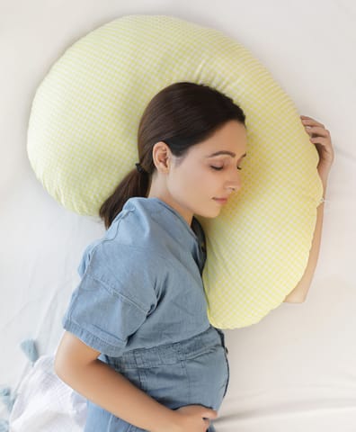 Mi Arcus Ultra Soft Yellow Color Contour Pregnancy Pillow Sleep Pillow Fiber Filling for Ultimate Comfort Include Washable Zipper Cover