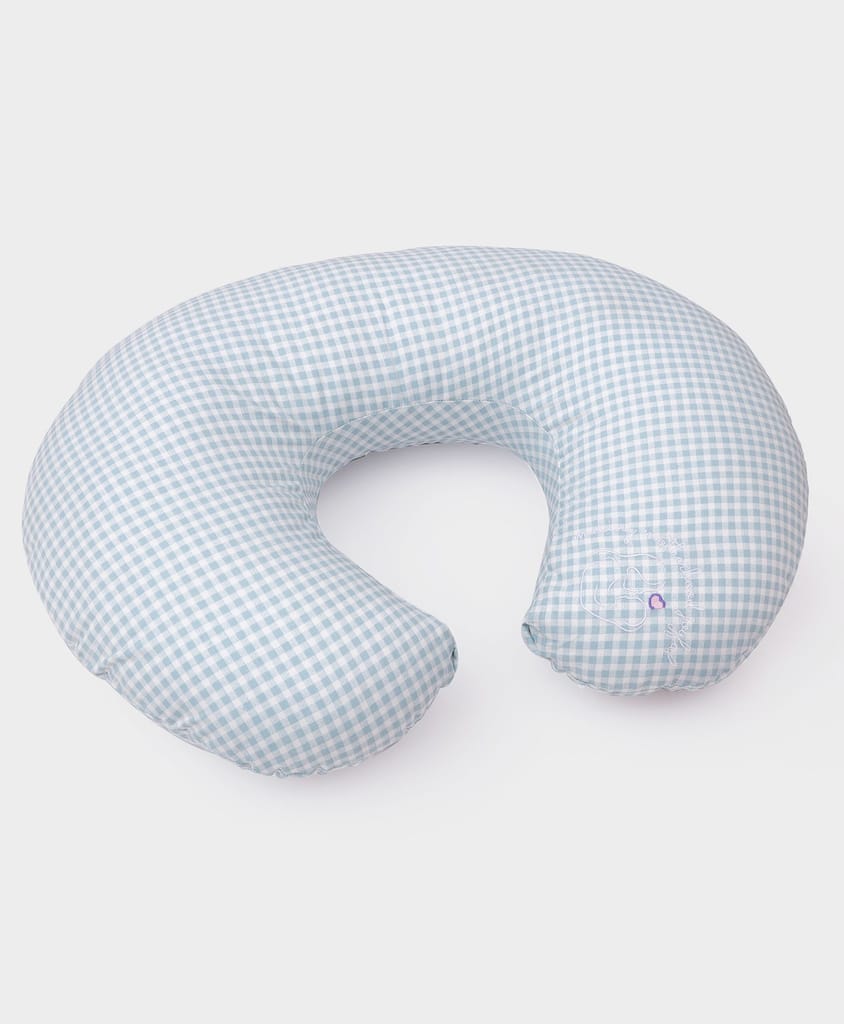 Mi Arcus Burpy Breast and Bottle Feeding Pillow for New Born Babies Infant  C Shape Blue Color