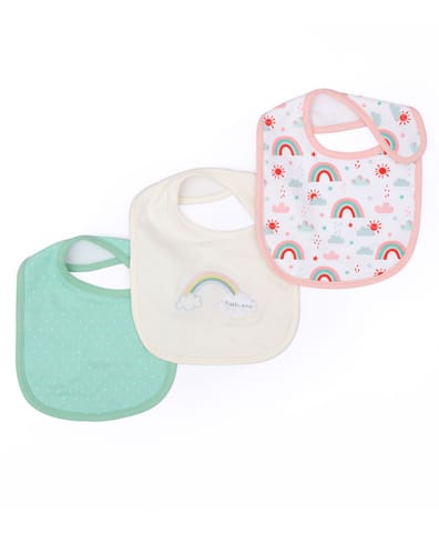 Mi Arcus Cotton Printed Feeding Bib Set for Kids Newborn Pack of 3  0-3 Months