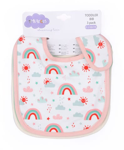 Mi Arcus Cotton Printed Feeding Bib Set for Kids Newborn Pack of 3  0-3 Months