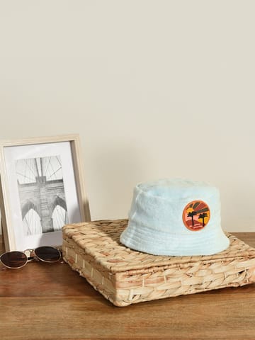 Mi Arcus Solid Sky Blue Bucket Hat for Kids