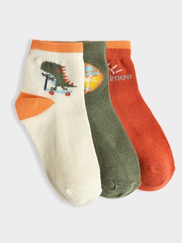 Mi Arcus Cotton Printed Socks for Kids Pack of 3