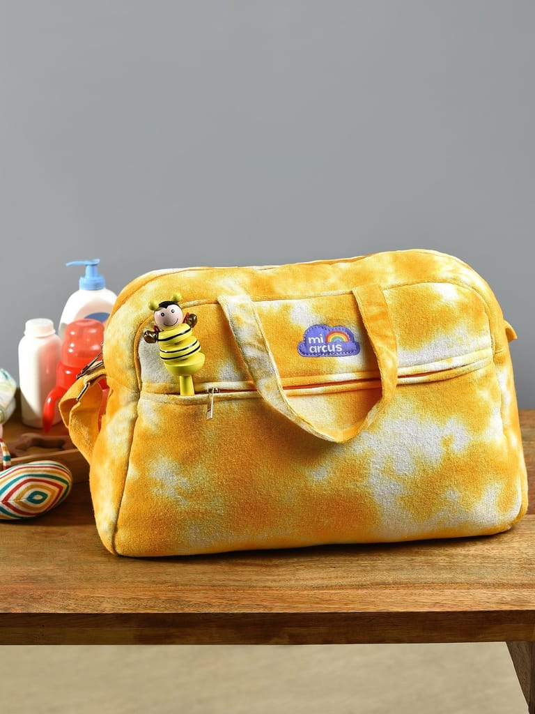 Mi Arcus Yellow Tie Dye Printed Diaper Bag for Kids