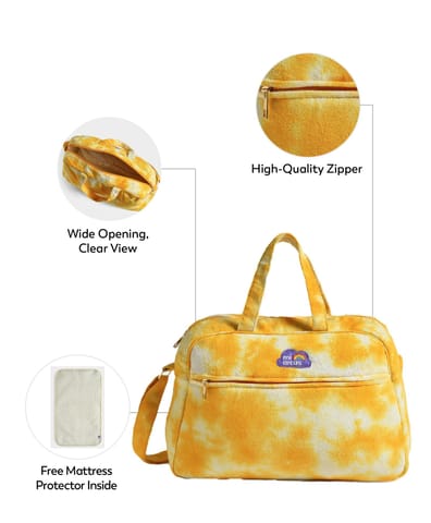 Mi Arcus Yellow Tie Dye Printed Diaper Bag for Kids