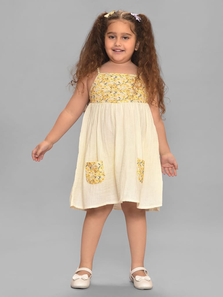 Mi Arcus Muslin Cotton Sleevless Dress for Girls