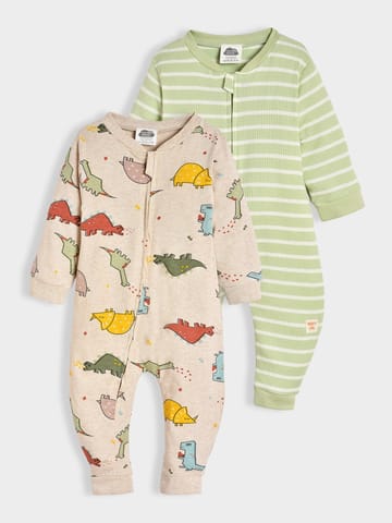 Mi Arcus Cotton Printed Full Sleeve Sleepsuit for Kids Pack of 2