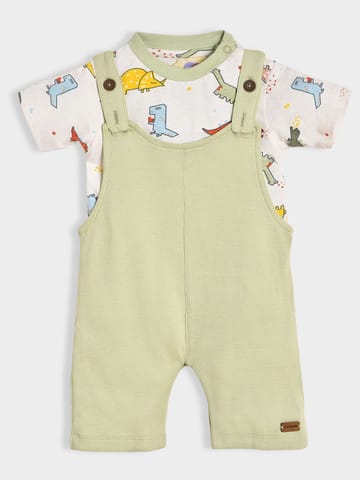 Mi Arcus Cotton Printed Tshirt with Dungaree set for Kids