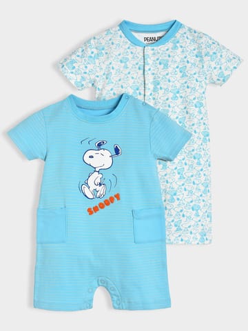 Mi Arcus Cotton Peanuts Snoopy Printed Romper for Kids Pack of 2