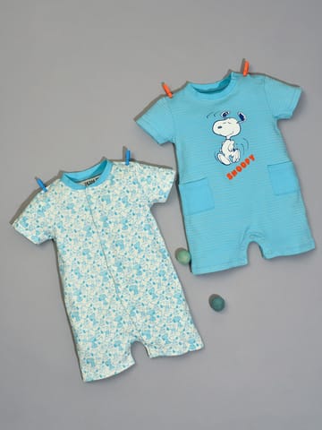 Mi Arcus Cotton Peanuts Snoopy Printed Romper for Kids Pack of 2