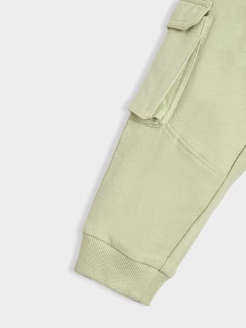 Mi Arcus Solid Cotton Green Cargo Pants for Kids