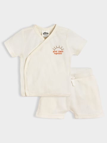 Mi Arcus White Cotton Wrap over with Shorts Set for Kids