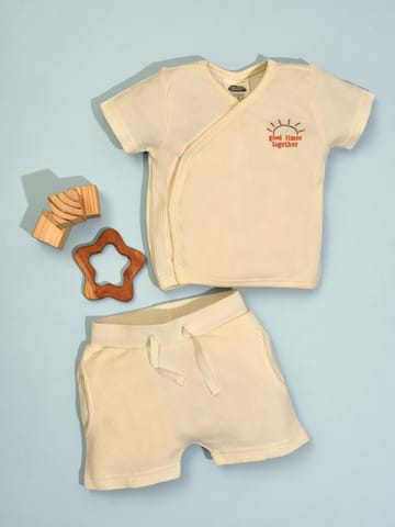 Mi Arcus White Cotton Wrap over with Shorts Set for Kids