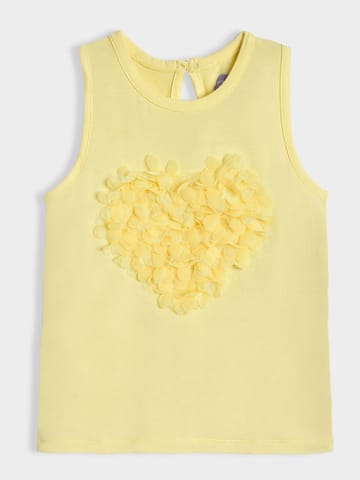 Mi Arcus Yellow Cotton Sleeveless Vest for Girls