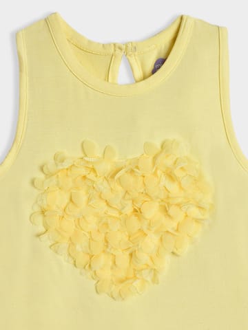 Mi Arcus Yellow Cotton Sleeveless Vest for Girls