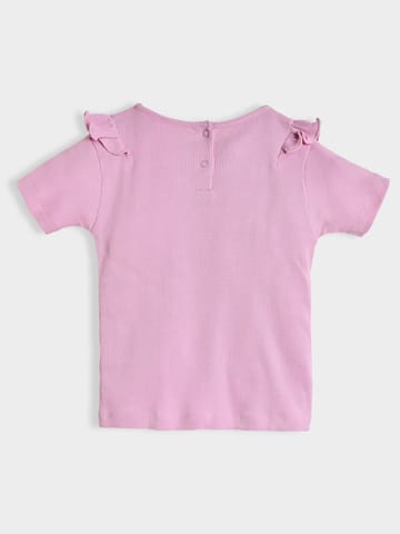 Mi Arcus Cotton Printed Pink Top with Pyjama Set for Girls