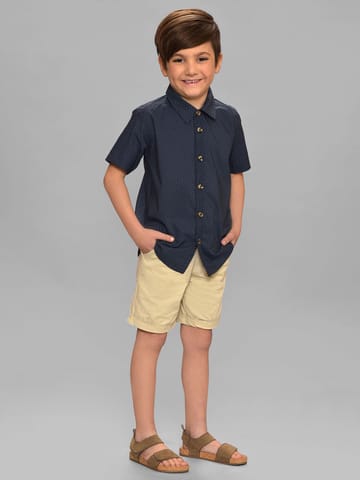 Mi Arcus Cotton Short Sleeve Navy Blue Shirt for Boys