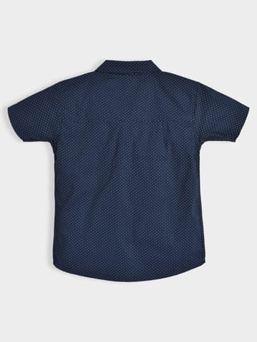 Mi Arcus Cotton Short Sleeve Navy Blue Shirt for Boys