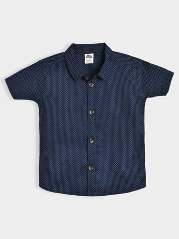 Mi Arcus Cotton Short Sleeve Navy Blue Shirt for Boys