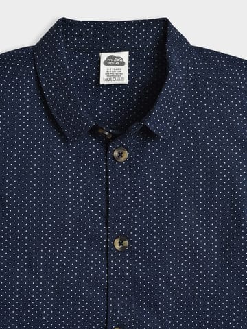 Mi Arcus Cotton Short Sleeve Navy Blue Shirt for Boys