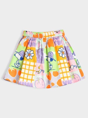 Mi Arcus Peanuts Snoopy Printed Knee Length Skirt for Girls