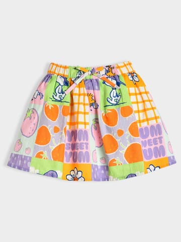 Mi Arcus Peanuts Snoopy Printed Knee Length Skirt for Girls