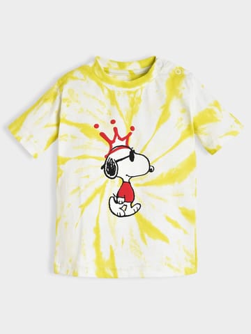 Mi Arcus Tie Dye Cotton Peanuts Snoopy Printed Tshirt for Kids