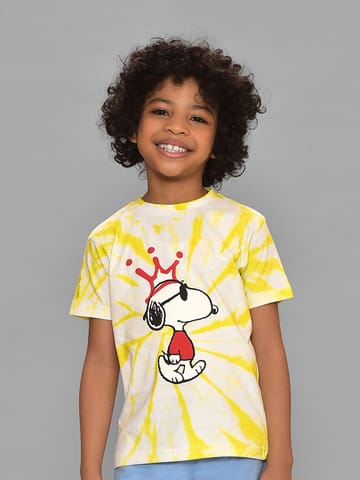 Mi Arcus Tie Dye Cotton Peanuts Snoopy Printed Tshirt for Kids