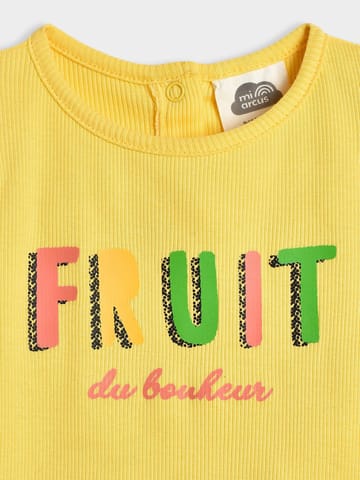 Mi Arcus Cotton Printed Yellow Top with Pyjama Set for Girls