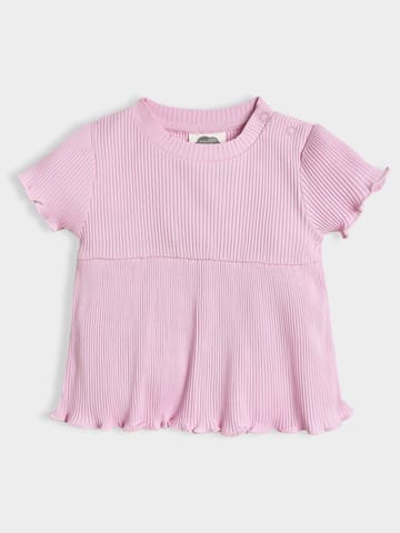 Mi Arcus Cotton Pink Top with Short Set for Girls