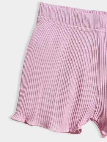 Mi Arcus Cotton Pink Top with Short Set for Girls