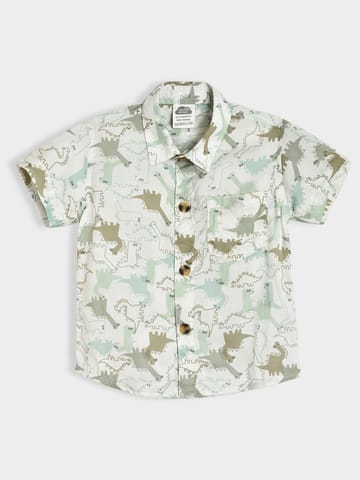 Mi Arcus Green Short Sleeve Shirt with Shorts Co-Set for Boys