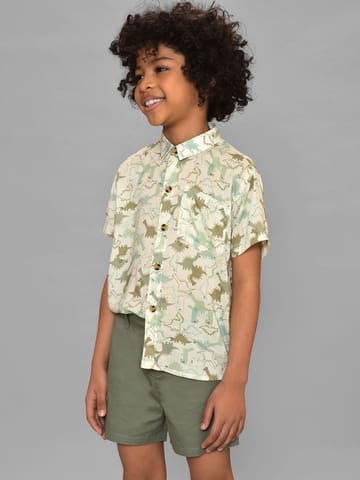 Mi Arcus Green Short Sleeve Shirt with Shorts Co-Set for Boys