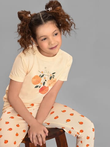 Mi Arcus Cotton Printed Tshirt with Pyjama Set for Kids