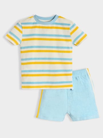 Mi Arcus Cotton Striper Tshirt with Shorts Clothing Set for Kids