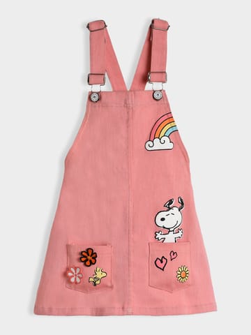 Mi Arcus Cotton Printed Top with Dungaree Set for Girls