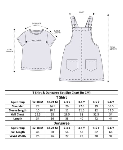 Mi Arcus Cotton Printed Top with Dungaree Set for Girls