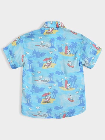 Mi Arcus Peanuts Snoopy Printed Blue Shirt for Boys