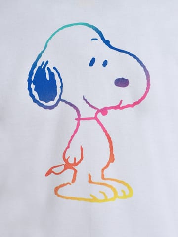 Mi Arcus White Cotton Peanuts Snoopy Printed Polo Tshirt for Boys