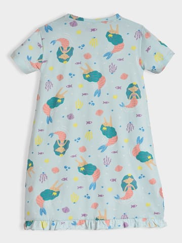 Mi Arcus Cotton Printed Night Dress for Girls