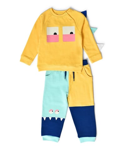 Mi Arcus Printed Sweatshirt and Colorblock Pyjama Set for Kids