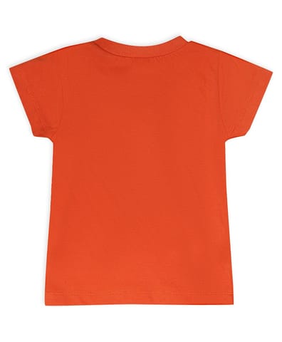 Mi Arcus Orange Tshirt with Printed Dungaree Set for Kids