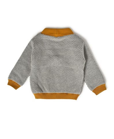 Mi Arcus Grey Knitted Full Sleeve Cardigan for Kids