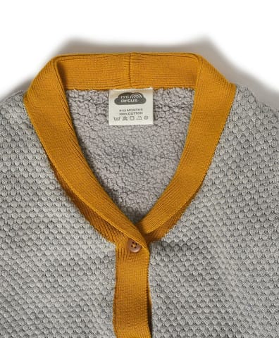 Mi Arcus Grey Knitted Full Sleeve Cardigan for Kids